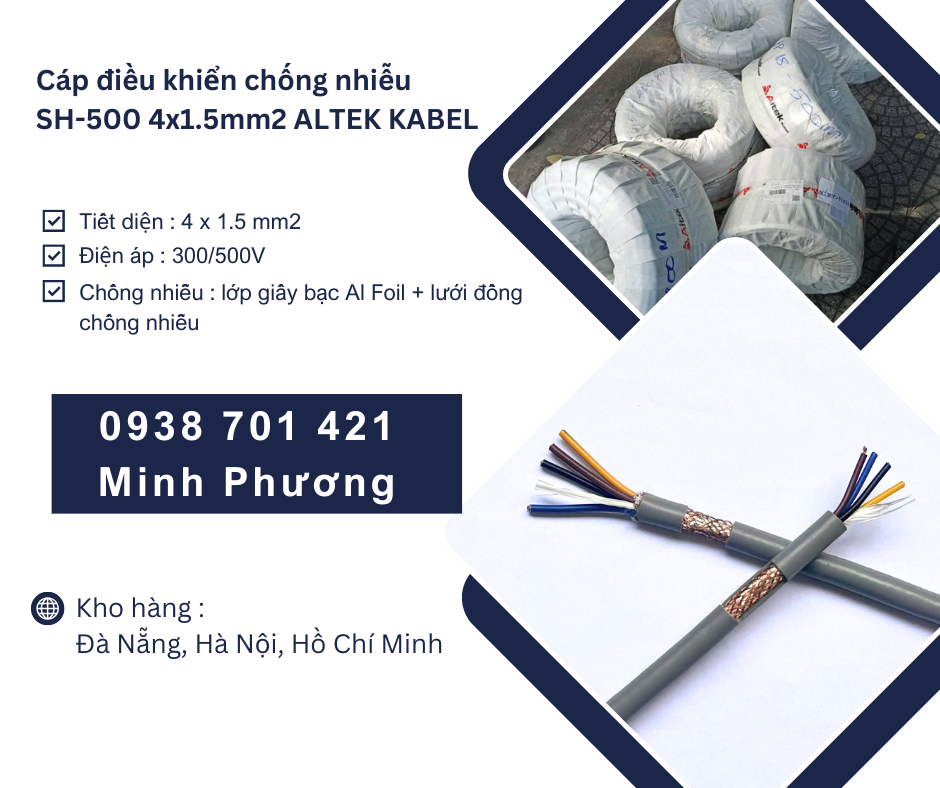 Cáp tín hiệu chống nhiễu sh-500 4x1.5mm2 Altek Kabel giao ngay Đà Nẵng, Huế